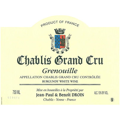 Jean-Paul Droin Chablis Grand Cru Grenouille 2022 (12x75cl)