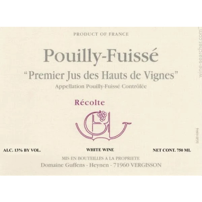 Guffens Heynen Pouilly Fuisse Premier Jus Hauts Vignes 2022 (1x75cl)