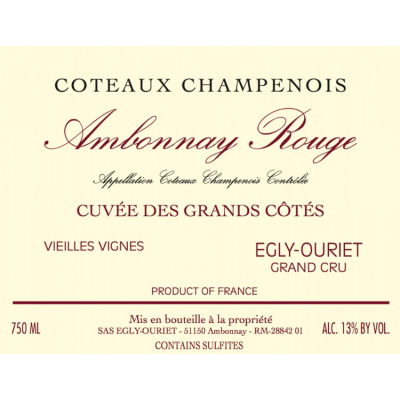 Egly Ouriet Ambonnay Cuvee des Grand Cotes Rouge 2020 (6x75cl)