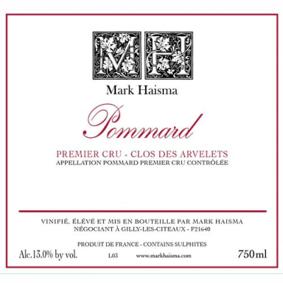 Mark Haisma Pommard 1er Cru Arvelets 2022 (1x75cl)
