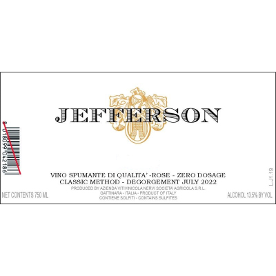 Nervi Jefferson Nebiule Rosato Brut Spumante 2017 (6x75cl)