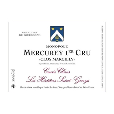 Les Heritiers Saint-Genys Mercurey 1er Cru Clos Marcilly Cuvee Clovis 2022 (6x75cl)