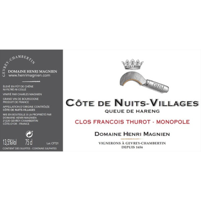 Domaine Henri Magnien, Cote de Nuits-Villages, Queue de hareng Clos Francois Thurot 2022 (6x75cl)